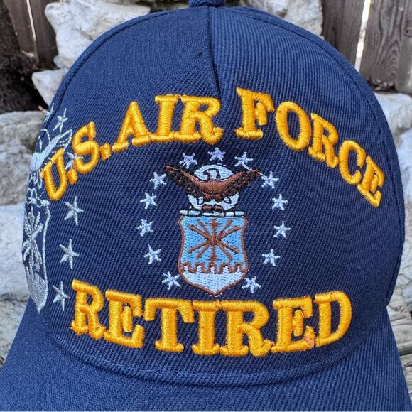 Retired Air Force Baseball Trucker Cap Navy Blue Embroidered - Picture 2 of 10